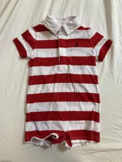 ポロ・ラルフ・ローレン 赤白ストライプ ロンパース