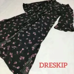 DRESKIP ロングカーディガン　羽織り 黒　花柄　Lサイズのサムネイル