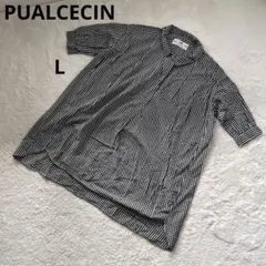 ピュアルセシン 半袖シャツ　オーバーサイズシャツ　チュニック　ギンガムチェック