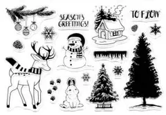 クリアスタンプ1639：雪だるまとトナカイ《2点で15%、3点で20％OFF》