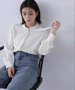 NATURAL BEAUTY BASIC フリル襟 長袖シャツ ブラウス