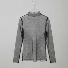 【新品】シアー トップス インナー ドット柄 シースルー ハイネック薄手ブラック
