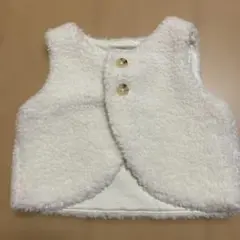 美品　ホワイトフリースベビーベスト 60-70cm