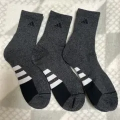 adidas グレー クルーソックス 3足セット 冬ソックス⛄️25-27cm