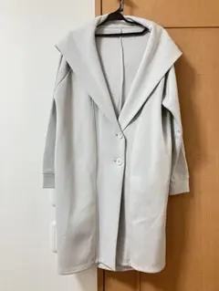 ネオプレン フード付き ビッグカラーコート ライトグレー