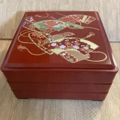 漆器 重箱 三段 銀朱渕金 金彩むすび - メルカリ