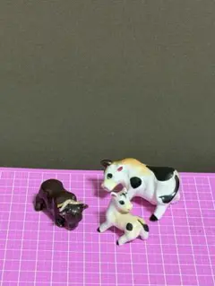 陶器製❤️牛3個 フィギュリン 쇼와 레트로 入手困難