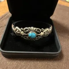 ターコイズ装飾シルバーバングル