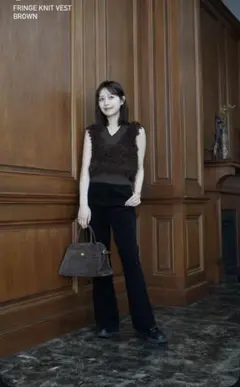 L'AUBE BLANC Fringe Knit Vest（brown）のサムネイル