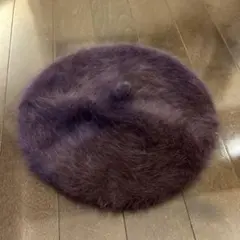 ダークパープル ファー ベレー帽