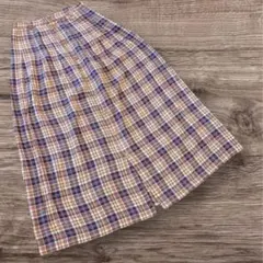 ロングスカート　フレア　チェック柄　綿100%フリーサイズ　定番