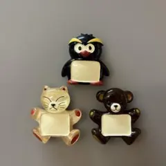 動物モチーフ マグネット 3個セット/ペンギン、ネコ、クマ/冷蔵庫マグネット！