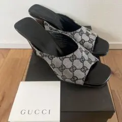 GUCCI GGキャンバス ウェッジソール ミュール　サンダル　23.5cmのサムネイル