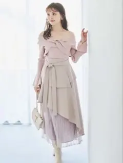 dazzlin ダズリン アシメティアードプリーツスカートⅡ ベージュ Sサイズ