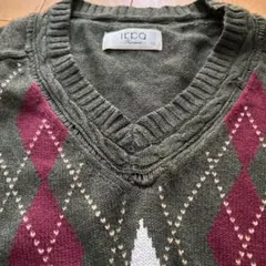 ikka アーガイル柄 ニットセーター XL