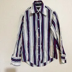 SALE❤️ ストライプ長袖シャツ シャツ トップス レディース ネイビー 赤