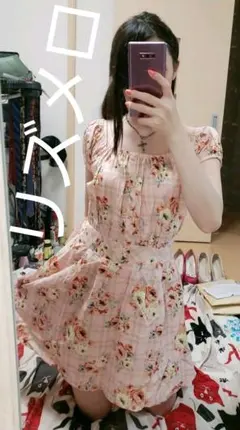 リズメロ花柄ミニワンピース、ロリータ量産型美品姫メンヘラゆめかわいい