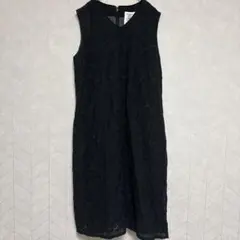 【美品】ケイハヤマプリュス 総レース 刺繍 ワンピース 2 M〜L相当 ブラックのサムネイル