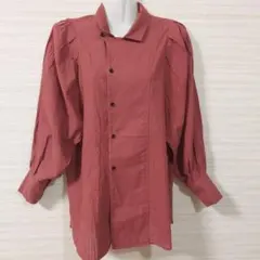 KBF ケービーエフ ☆ ボリュームスリーブ ストライプ ブラウス エンジ F