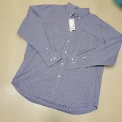 UNIQLOネイビーとホワイトのチェック柄シャツ XL