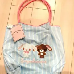 シュガーバニーズ　トートバッグ　刺繍　アベイル　サンリオ　シュガバニ　ブルー
