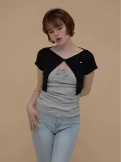 andmary Vickey flower set tops gray - メルカリ