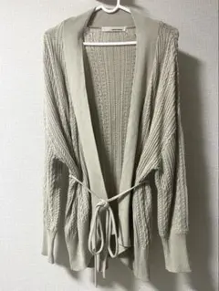 mysty woman ケーブル編み ニットカーディガン ベージュ　F