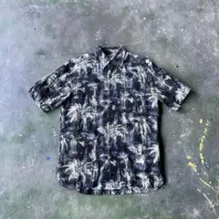 90s ジェフリービーン リーフ柄 シルクレーヨン半袖シャツ L 開襟