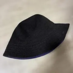 KENZOリバーシブルバケットハット 黒 青紫ストライプ