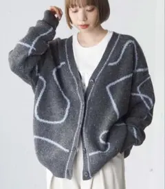 tip top ラメフェザーモールVネックカーディガン