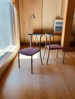 PLUS ビンテージチェアB ピンク✖️シルバー モダンデザイン ポスト