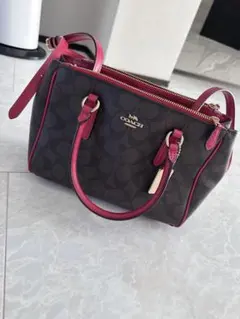 COACH ショルダーバッグ ダークブラウン/レッド