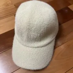 ウール混紡　ファー　クリーム色　アイボリー　キャップ 30AL-933