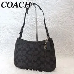 コーチ COACHミニシグネチャー ショルダーバッグ ハーフムーン 黒 6344