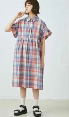 Merry jenny チェックワンピース　半袖