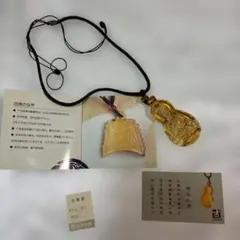 古法琉璃 仏像モチーフ 琥珀色 ネックレス　新品のサムネイル