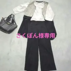 さくぽん様専用 3点セット 刺繍ブラウス ベスト 黒パンツ きれいめ M〜L
