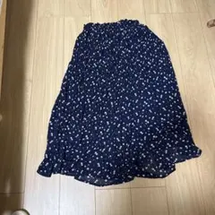 Heather ネイビー 花柄 フレアスカート F