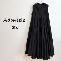 Adonisis（アドニシス）黒 ティアード ロング ドレス ワンピース 38のサムネイル
