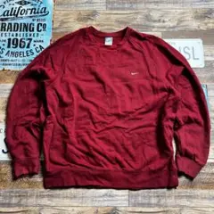 NIKE ナイキ スウェット 刺繍スウォッシュ ワンポイントロゴ XL 赤　古着