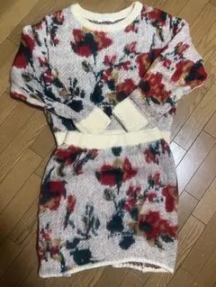 セットアップ　モヘヤタッチ花柄ジャガード
