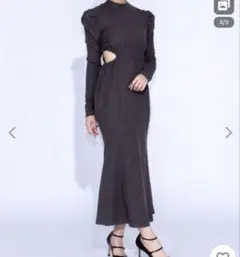 美品☆qumerry. ・キュメリ☆サイドあき変形ワッフルロングワンピースのサムネイル
