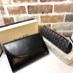 ハナエモリ 黒 クラッチバッグ がま口 和装バッグ 2点セット 箱付き
