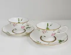 NARUMI ナルミ ロージーレーン カップ&ソーサー 薔薇 金彩　2客セット