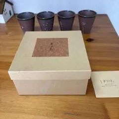 【新品未使用品】 伊賀焼陶器製手描きビアマグ4セット小皿？2セット