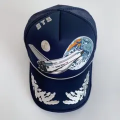 海外古着 プリント NASA 宇宙飛行士 メッシュキャップ トラッカー 帽子