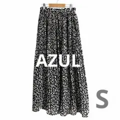 【美品】AZUL アズール　レオパード柄　ロングスカート　S プリーツ　ヒョウ柄のサムネイル