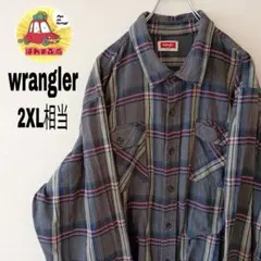 USA古着 wrangler ネルシャツ　2XL相当 グレー　イエロー　チェック