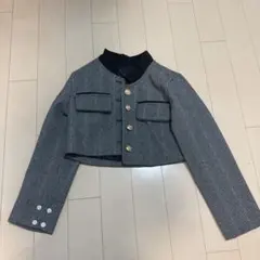 ヘリンボーン柄クロップドジャケット
