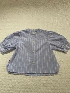 【petit main】取り外し可能リボン付き ストライプシャツ 80cm